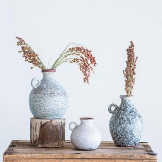 Distressed Glaze Finish 3-Piece Terracotta Vase Set