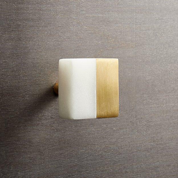 Selene Square Marble and Brass Knob