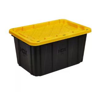 27 Gal. Tough Storage Tote in Black and Yellow