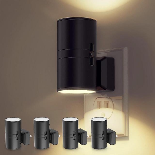 Night Light Plug in, LOHAS Vintage Night Light with Dusk to Dawn Sensor, 0-100LM Adjustable Brightness, Soft White 3000K, Dimmable Night Lights with Light Sensor for Hallway Bedroom Stairway, 4 Pack