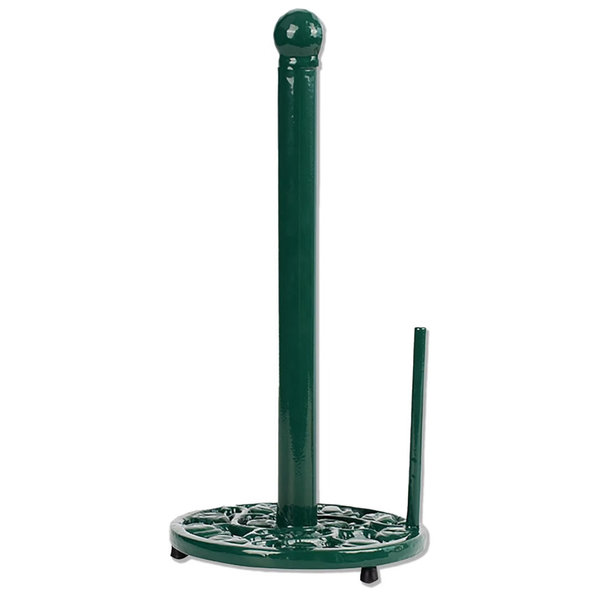 Cast Iron Paper Towel Holder, Vintage Chic Pumpkin Pattern Weighted Base Roll Paper Towel Holder Stand for Kitchen Bathroom Countertops, Green