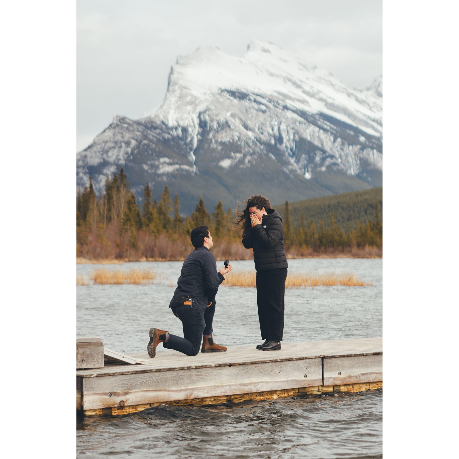 We got engaged on our trip to Banff, Canada in April! John proposed on lake Vermillion. He hired a photographer to hide and capture our joy in this special moment.