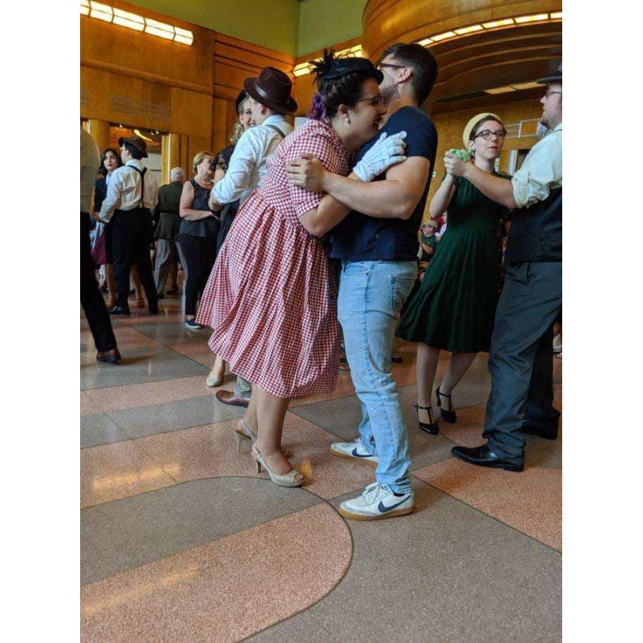 Learning how to swing dance at 1940's day
