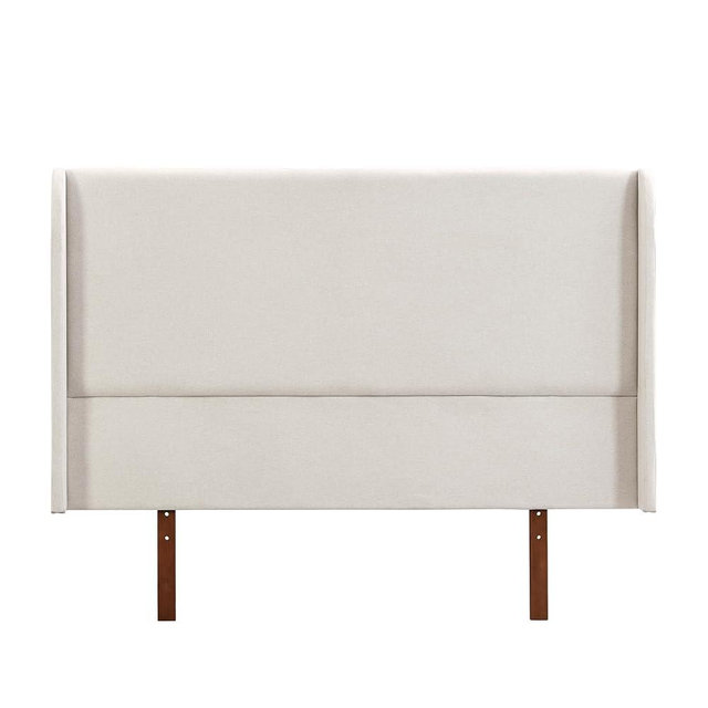 GDFStudio Ceyety Queen Size Wingback High Headboard, Upholstered Linen Fabric Headboard, Bamboo Wood, Easy Assembly, 48''H, Tan
