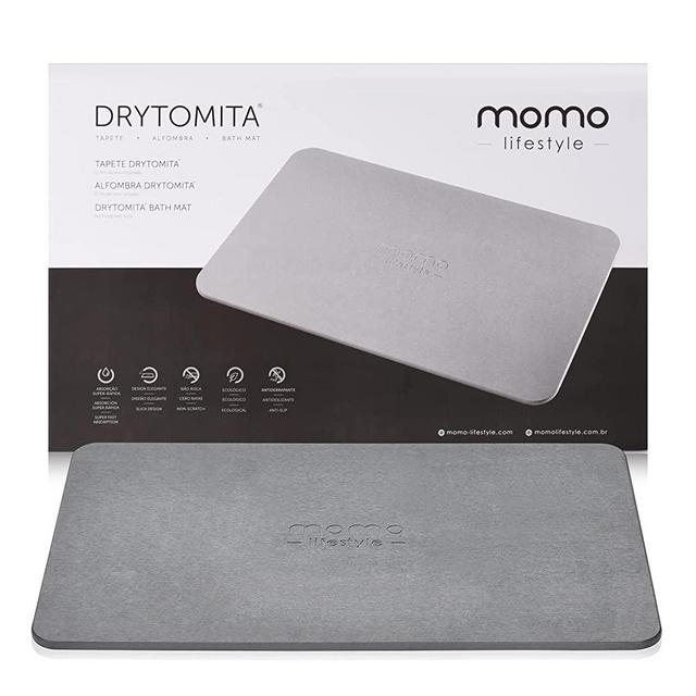 Momo Lifestyle Stone Bath Mat (23.6 X 15.4 Inches) Drytomita (Graphite Grey Color) Diatomaceous Earth Bath Mat, Non-Slip Super Absorbent Quick Drying Eco-Friendly Bath Mat Stone 1 Pack