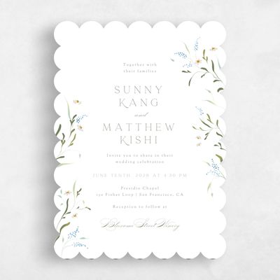 White Scalloped Wedding Invitation - Pero Portrait