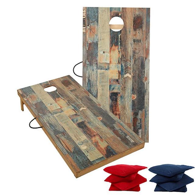TIANNBU Cornhole Outdoor Game Set Includes 2 Wood Waterproof Regulation 4×2ft Cornhole Boards and Set of 8 Corn Hole Toss Bags for Outdoor Family Backyard Games