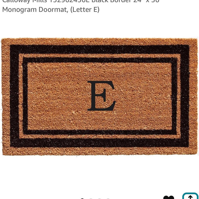 Calloway Mills 152962436E Black Border 24" x 36" Monogram Doormat, (Letter E)