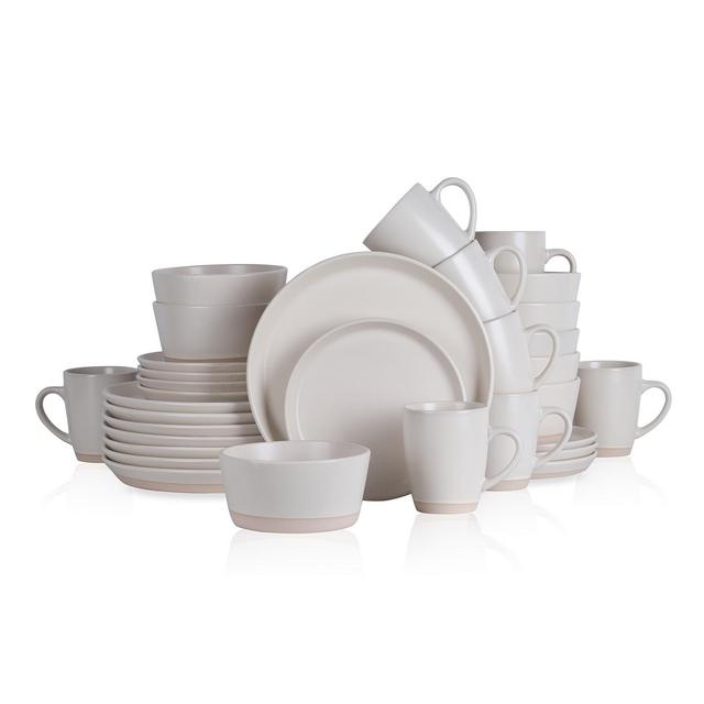 Stone Lain Jules 32-Piece Stoneware Dinnerware Set, Service for 8, Off White