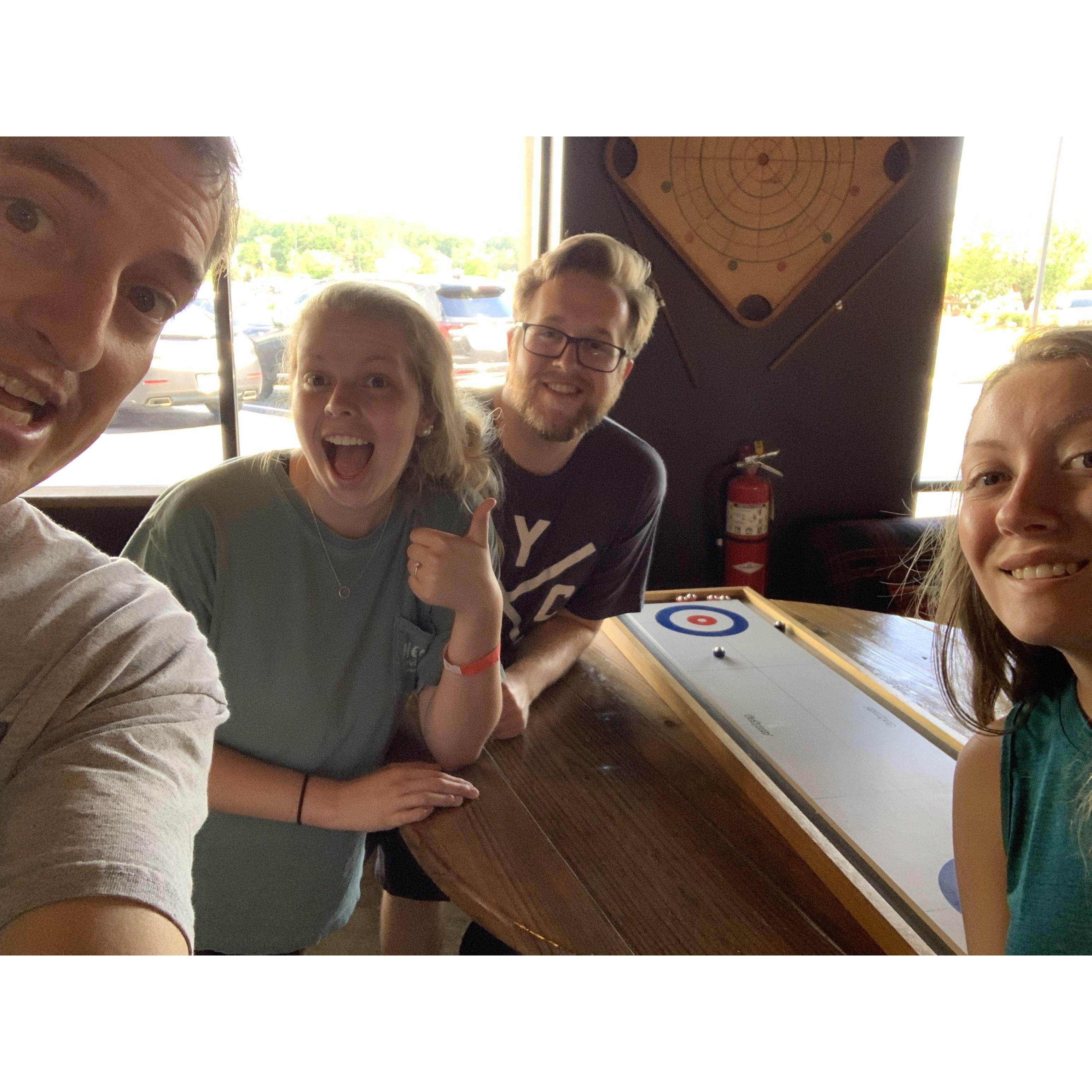 Axe throwing with Cat's family for her 22nd birthday