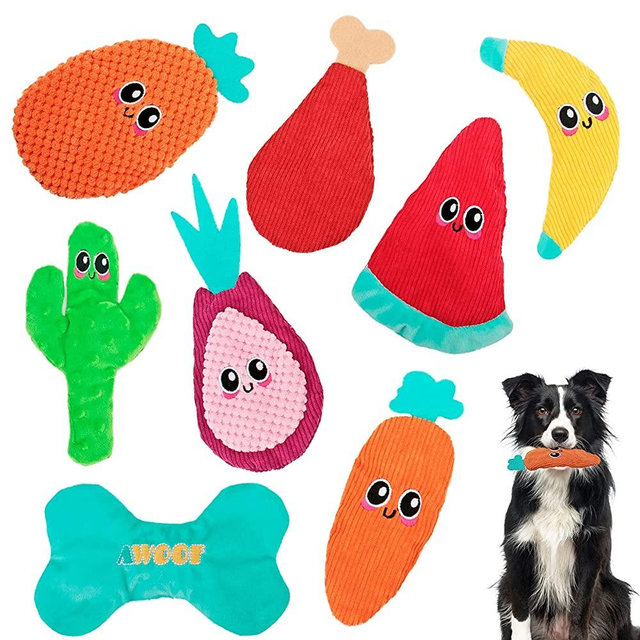 AWOOF Dog Toys No Stuffing Durable Dog Toys for Aggressive Chewer Large Breed 8 Packs Squeaky Plush Puppy Toys Interactive Dog Chew Toys with Crinkle Paper for Small Medium Large Dogs Stress Relief