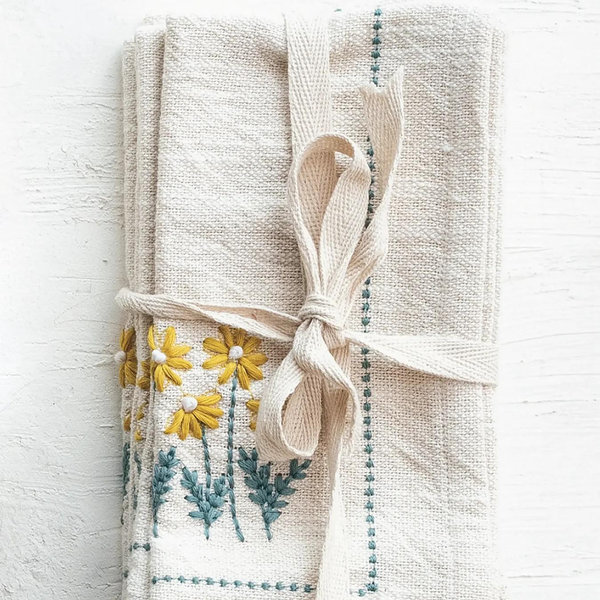 Embroidered Cotton Napkins, Set of 4