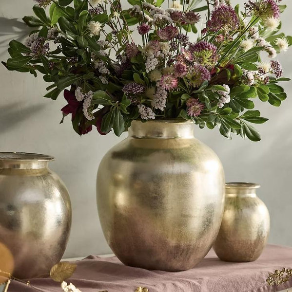 Rounded Silver Glass Vase