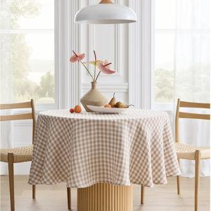 Quince - 70" Round Linen Tablecloth in Cafe Gingham