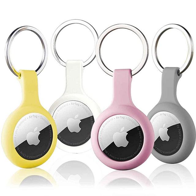 ThingsBag 4 Pack Silicone Case for Airtags with Keychain, Protective Cover for Apple Air tag Key Finder Tracker, Pet Dog Itag Collar Necklace, Airtag Accessories Holder