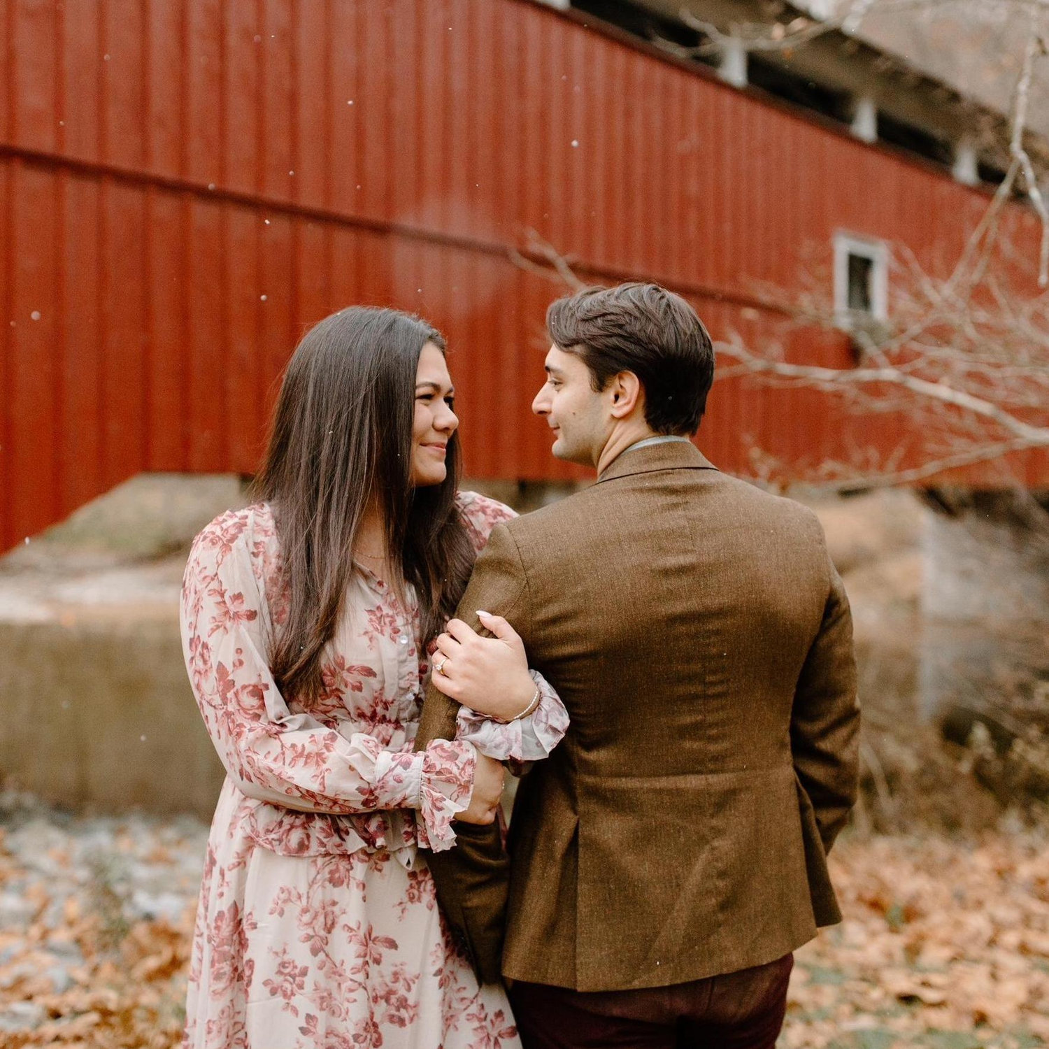 Fun fact! You can see some snow flurries in this picture which were the first flakes the couple saw that season.