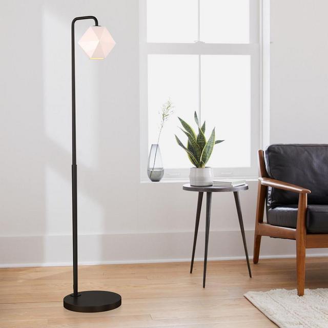 Sculptural Floor Lamp, Faceted Mini, Milk, Antique Bronze