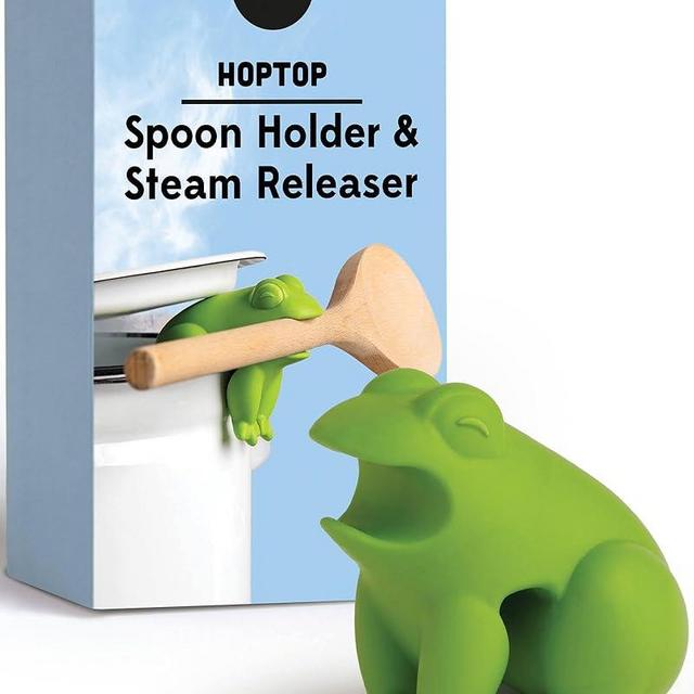 NEW!! OTOTO HopTop Frog Spoon Holder for Stove Top - Spoon Rest for Stove Top and Steam Releaser, Cute Kitchen Accessories, Cooking Gifts, Cool Kitchen Gadgets, Fun Kitchen Gifts, White Elephant Gifts
