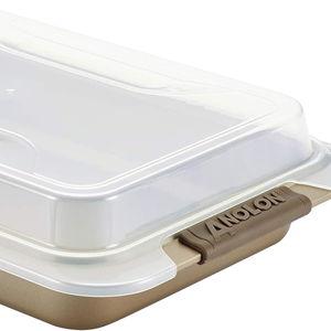 Anolon Bronze Nonstick Baking Pan With Lid / Nonstick Cake Pan With Lid, Rectangle - 9 Inch x 13 Inch, Brown