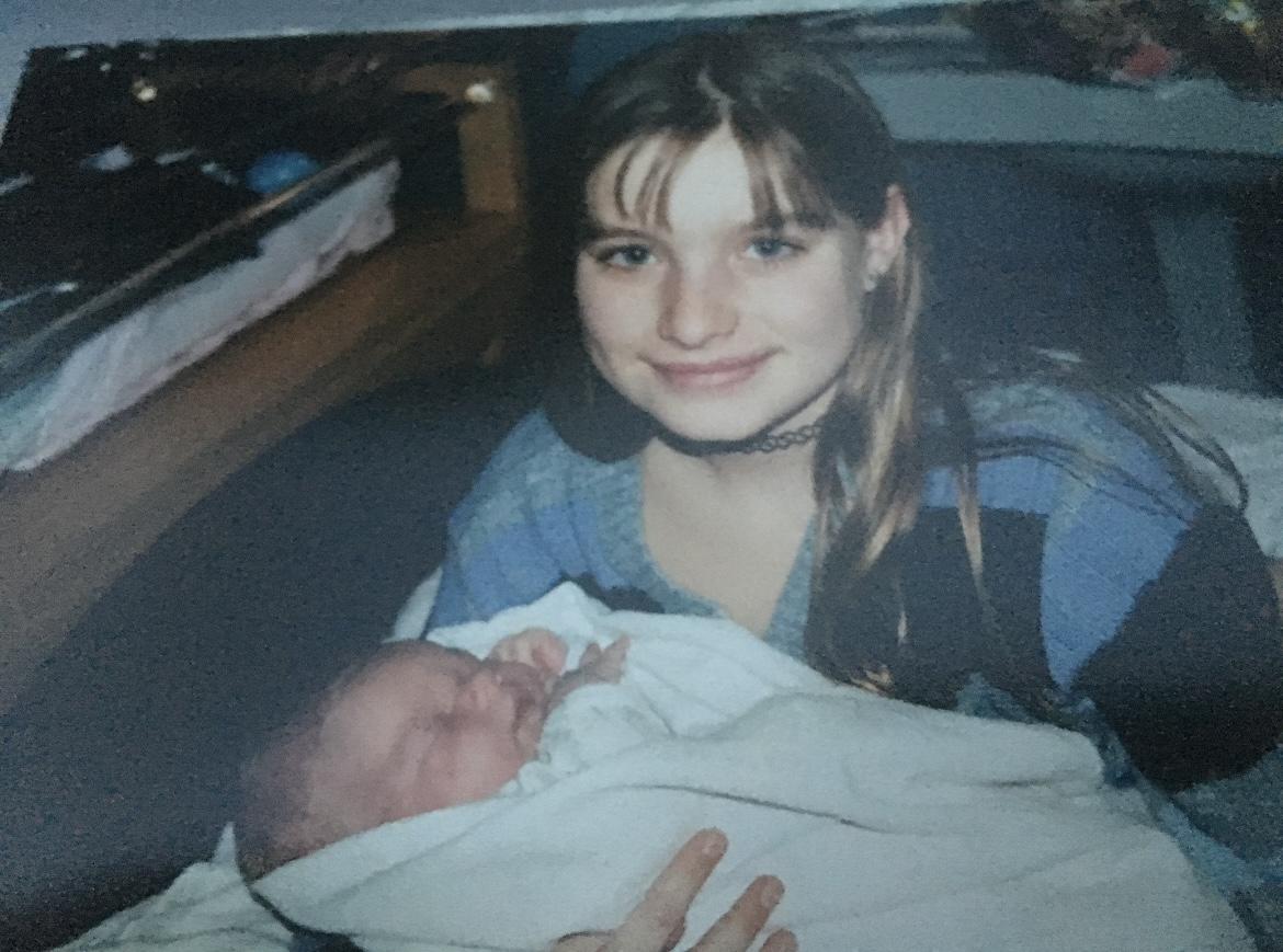 Rebecca & her sister Laura the day she was born