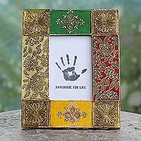 Bollywood BeautyHandcrafted Embossed Brass 4 x 6 Photo Frame from India