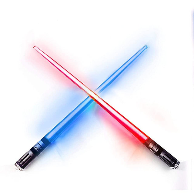 LIGHTSABER CHOPSTICKS LIGHT UP STAR WARS LED Glowing Light Saber Chop Sticks REUSABLE Sushi Lightup Sabers Bright LEDs 8 Color Modes - 1 Pair