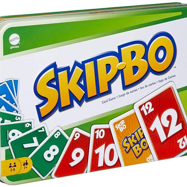 Mattel Games Skip Bo Card Game in Decorative Tin with 162 Cards, Sequencing Family Game for 2 to 6 Players, Kids Gift for Ages 7 Years & Older, GXT17