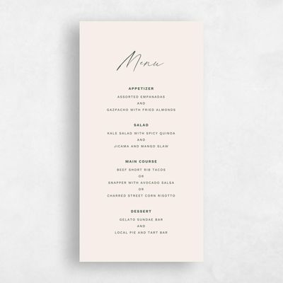 Linen, Beige Wedding Menu - Halbert