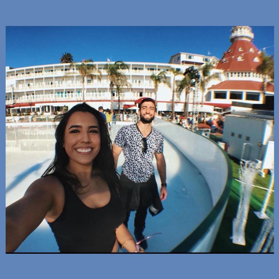 Our first official date together as a "couple" ice-skating in sunny Coronado Island, November 2017