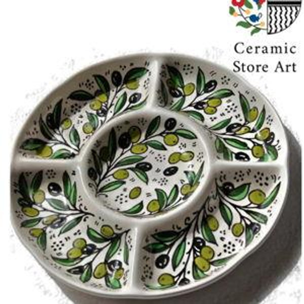 Ceramic Appetizer Platter: Palestinian Hebron Ceramic Floral Serving Plate - Etsy