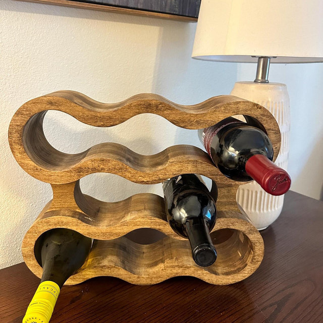 Wine Rack Countertop 8 Bottles Wood Wine Rack, wine Rack Shelf, Wine Holder, Wine Bottle Holder, MCM made In the U.S.A.