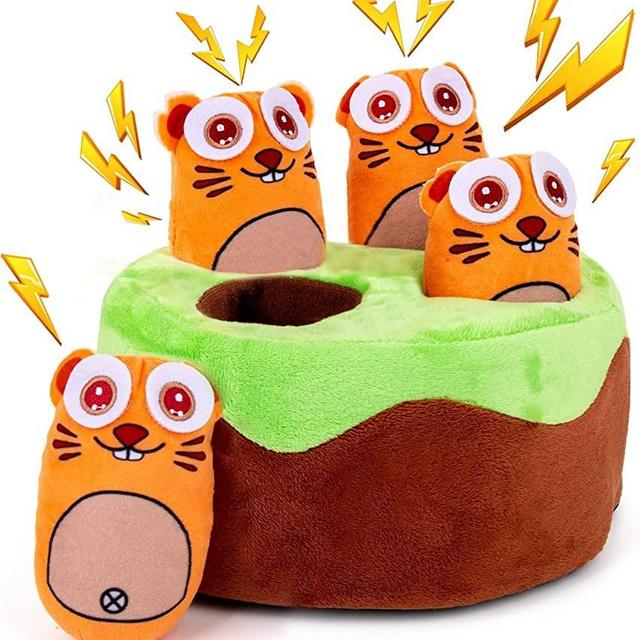 M.C.works Hide and Seek Squeaky Dog Toys Interactive Dog Toys Dog Puzzle Toys for Small Medium Dogs Puppy Pet Toys Plush Dog Toy Indoor Whac A Mole Games
