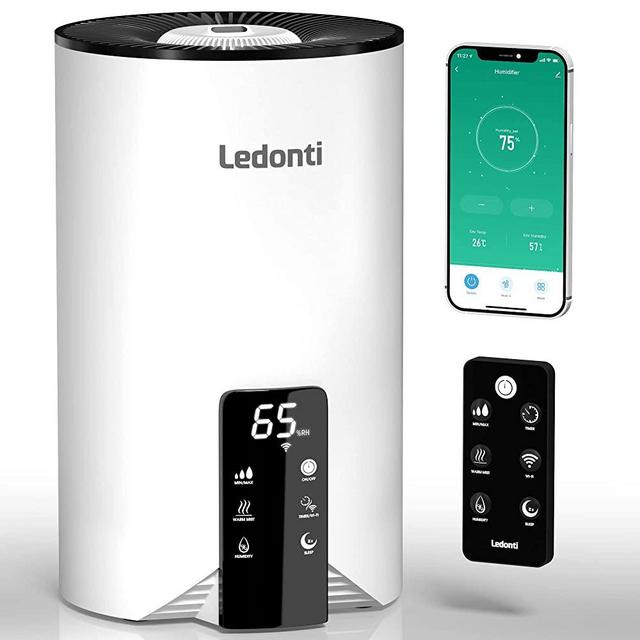 Wi-Fi Smart Humidifiers for Large Room Home Bedroom 4L Large Capacity, Cool & Warm Mist Air Humidifier w/ Humidistat, Ultrasonic Quiet Top-Fill Essential Oils Humidifiers for Adult w/ App Control