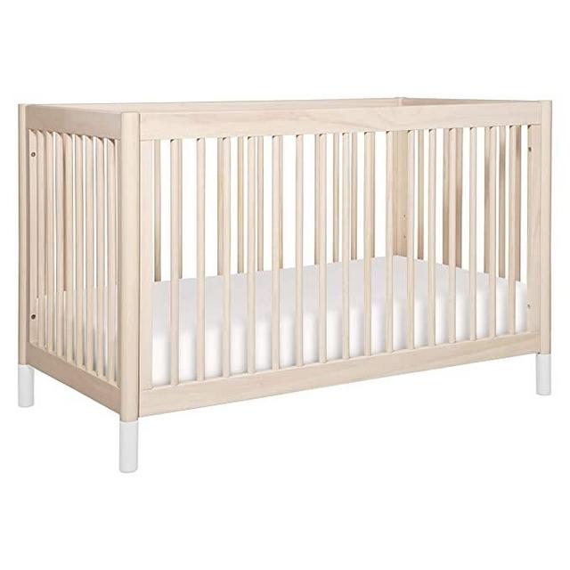 Babyletto Gelato 4-in-1 Convertible Crib with Toddler Bed Conversion in Washed Natural/White, Greenguard Gold Certified