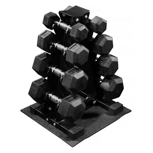 BalanceFrom Dumbbell Set with Stand, 4 Pair Rubber Encased Hand Weights, Home Gym Fitness Equipment, 100 Lb, Black