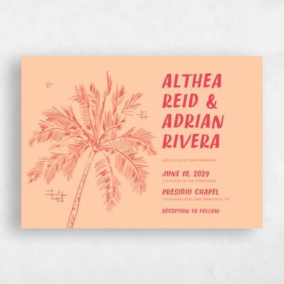 Crimson, Orange Wedding Invitation - Ocaso Landscape