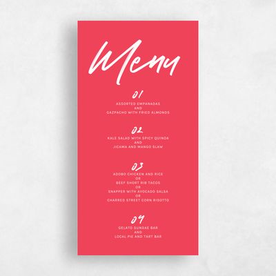 Crimson, Red Wedding Menu - Bahama