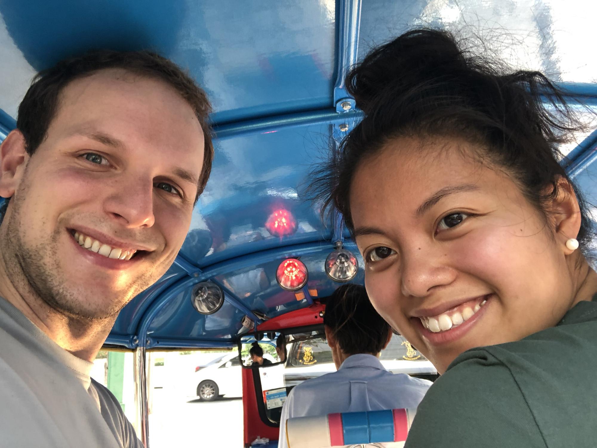 Clay’s first tuk-tuk ride in Thailand