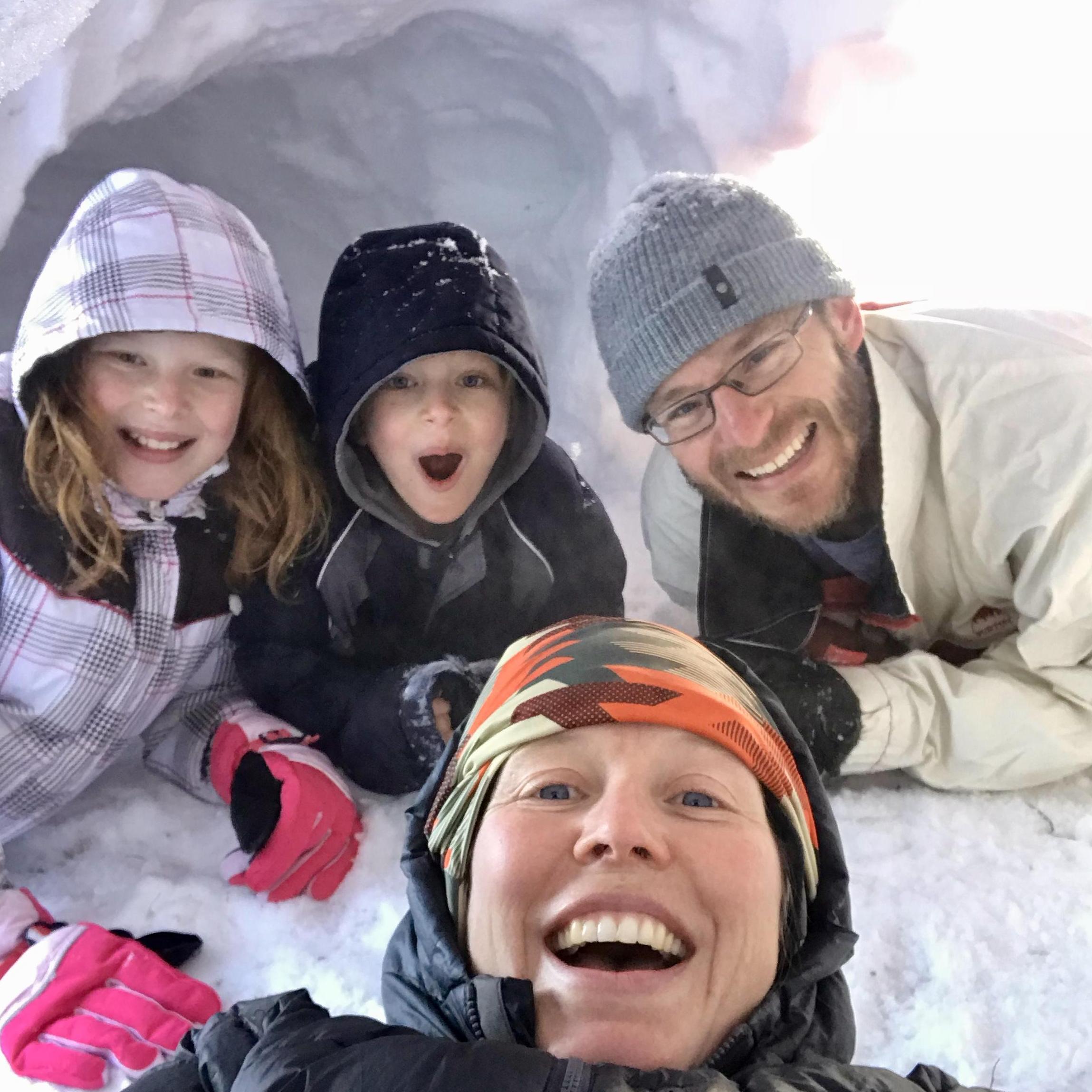 When the snow drift in our yard reached 7 feet tall, we built a snow cave!