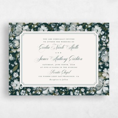 Dark Emerald, Green Wedding Invitation - Annika Landscape