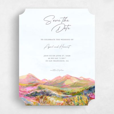 Blue Ticket Wedding Save the Date - Serene Portrait