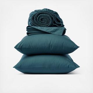 Organic Crinkled Percale 4-Piece Sheet Set