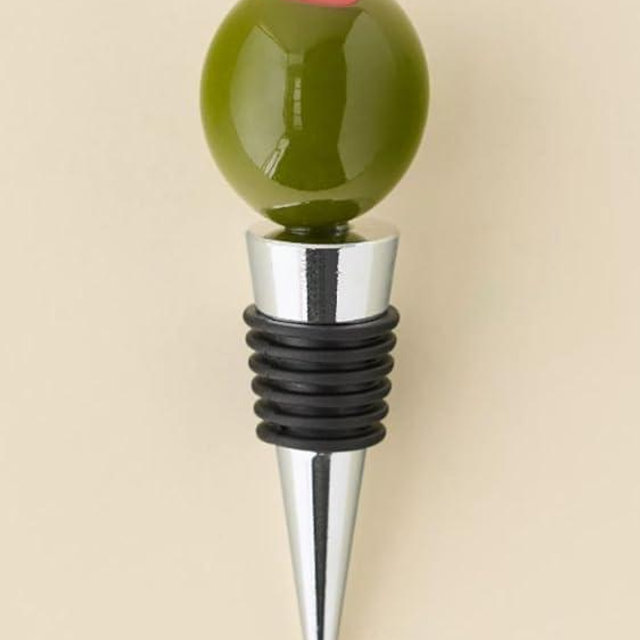 NPW Olive Wine Stopper Saver – Italian-Themed Reusable Bottle Corks, Fun Kitchen & Bar Accessories