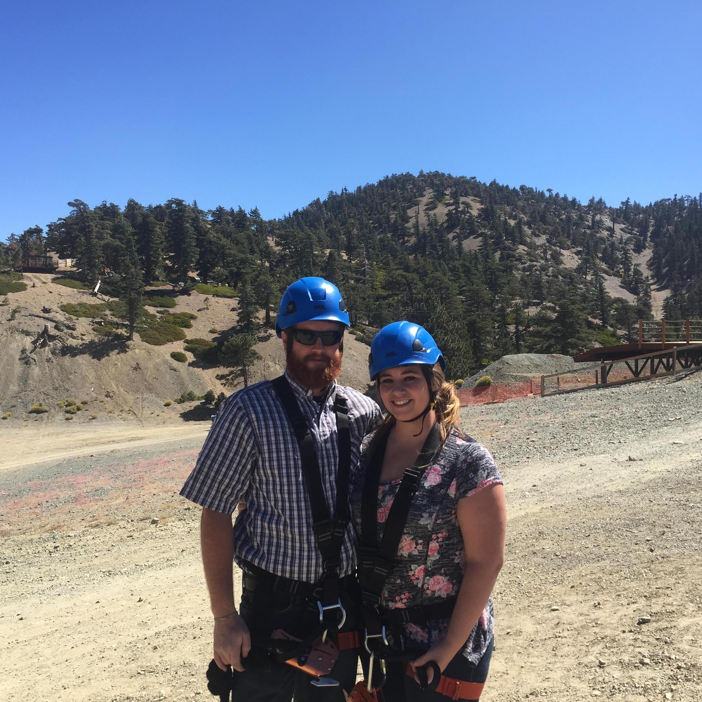 Zip lining on top of Mt. Baldy