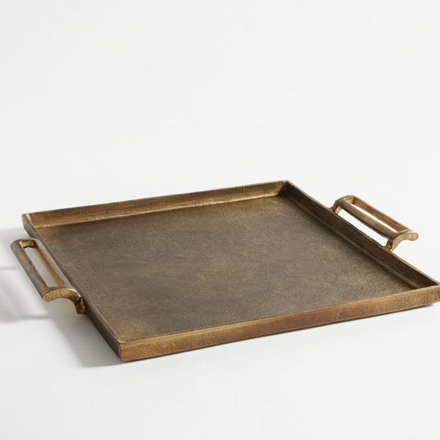 Metal Decorative Tray, Square, Gold