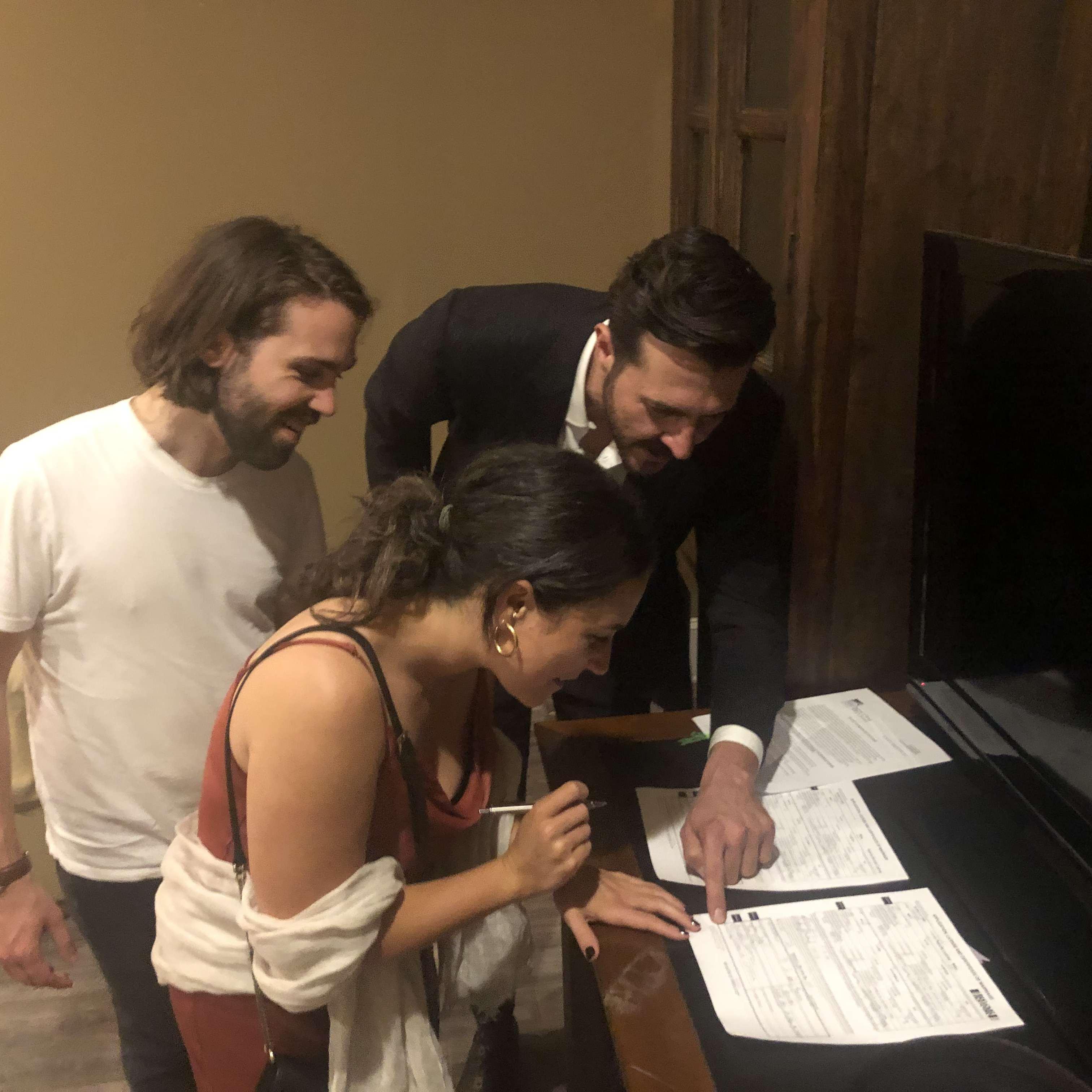 MK overly excited that Josh let her sign as a witness on Brett & Shelby's marriage license, despite not being in the wedding - Statesville, NC May 2021