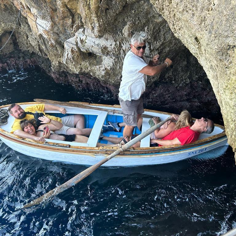 Going into the Blue Grotto in Capri, Italy