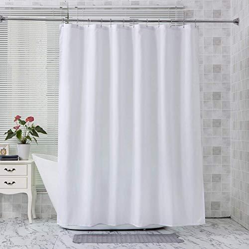 Amazer Fabric Shower Curtain Liner, White Polyester Fabric Shower Curtain Liner Bathroom Shower Curtains, Water Proof, Hotel Quality, 72 x 72 Inches