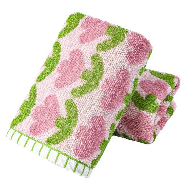 YiLUOMO Pink Hand Towel Set of 2 Super Soft 100% Cotton Tulips Pattern Quick Dry Highly Absorbent Bathroom Hand Towels 13 x 29 Inch