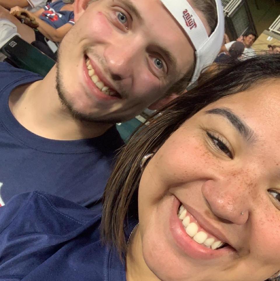 Gretchen's first Twins game, Zach was thrilled!